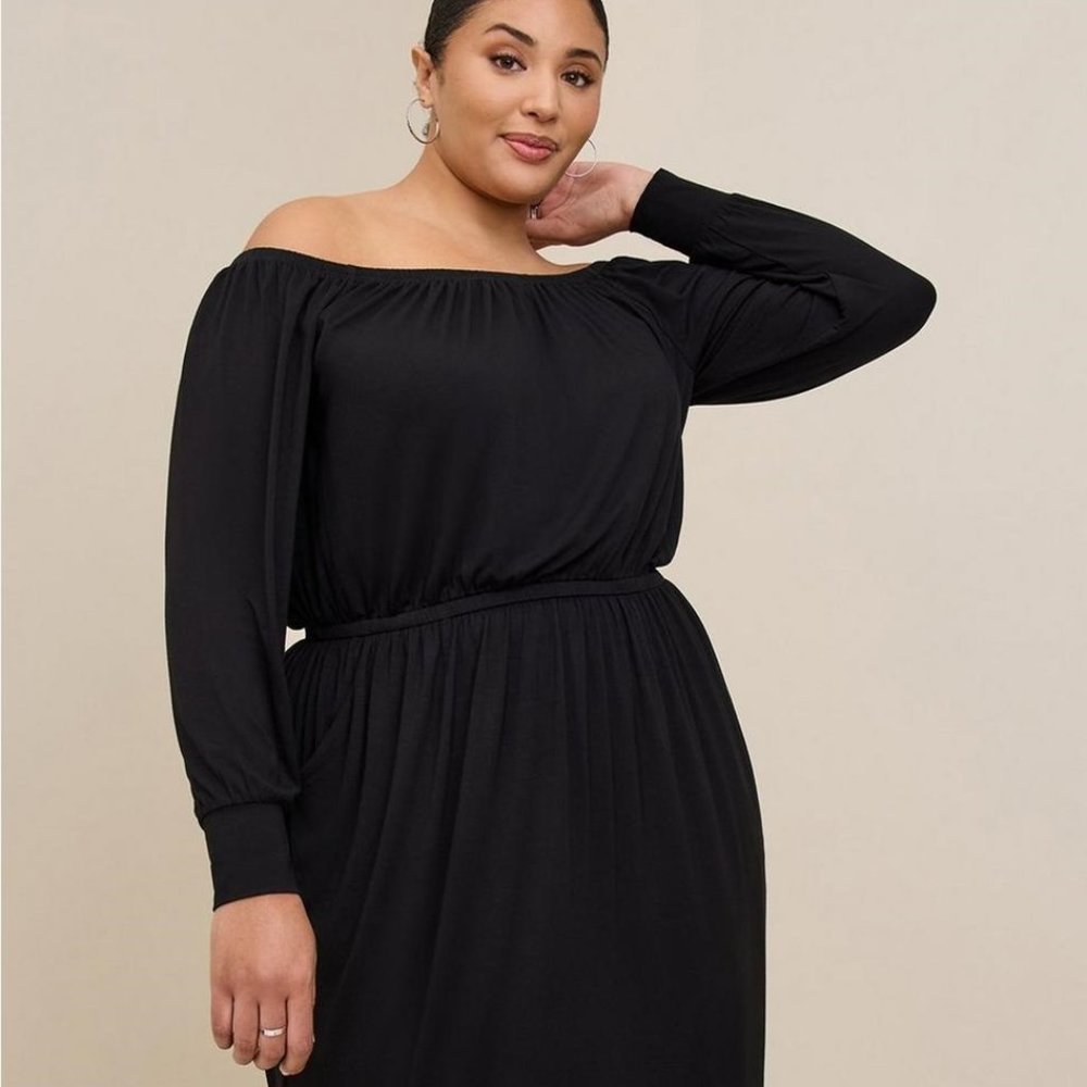 Torrid - Midi Supersoft Slit Dress in Deep Black